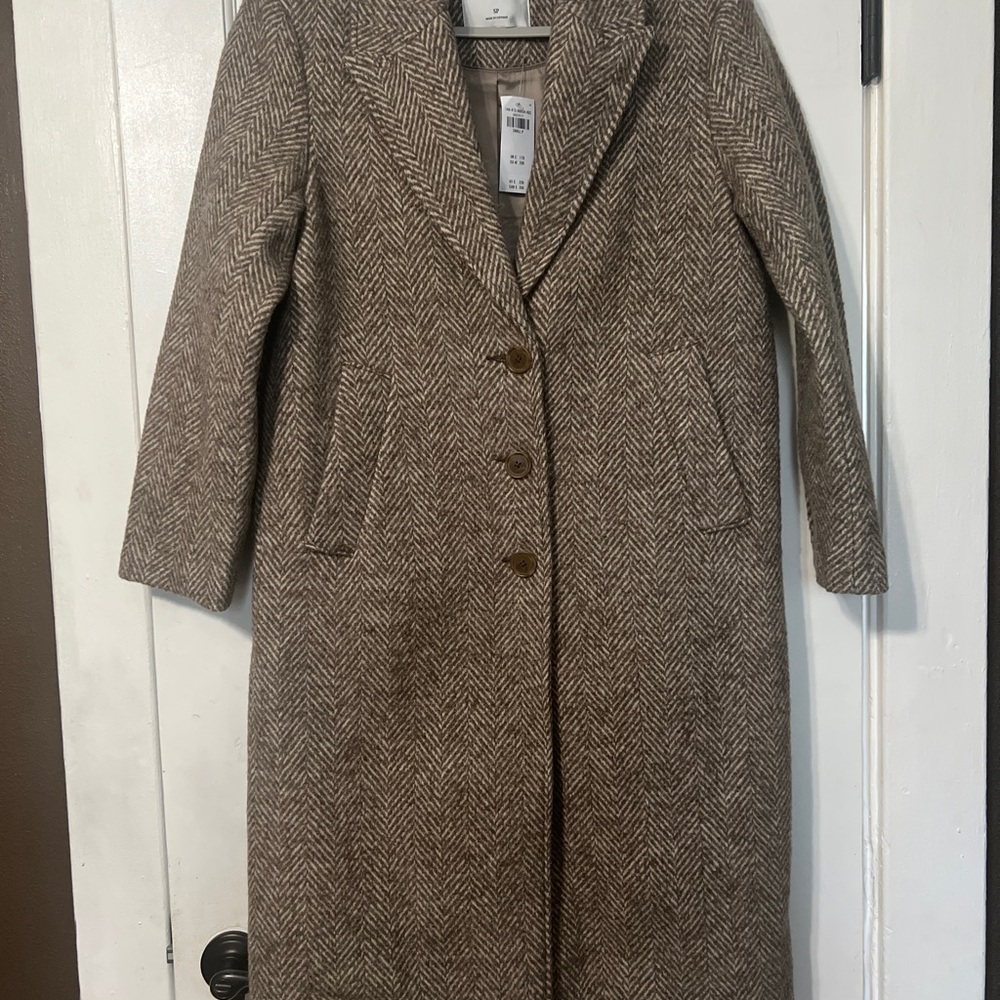 Abercrombie & Fitch Brown Trench Coat Wool Blend